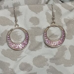 Silver and Pink Earrings for Ladies